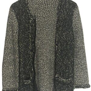Karl Lagerfeld Knit Jacket Full Zipper Black and White Women's Size Small